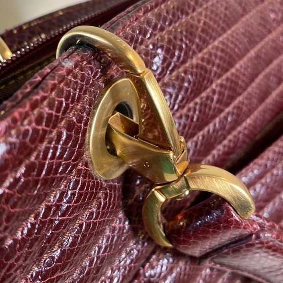 Eric JAVITS Quilted Leather Tote Shoulder Bag Purse Burgandy - Picture 12 of 16